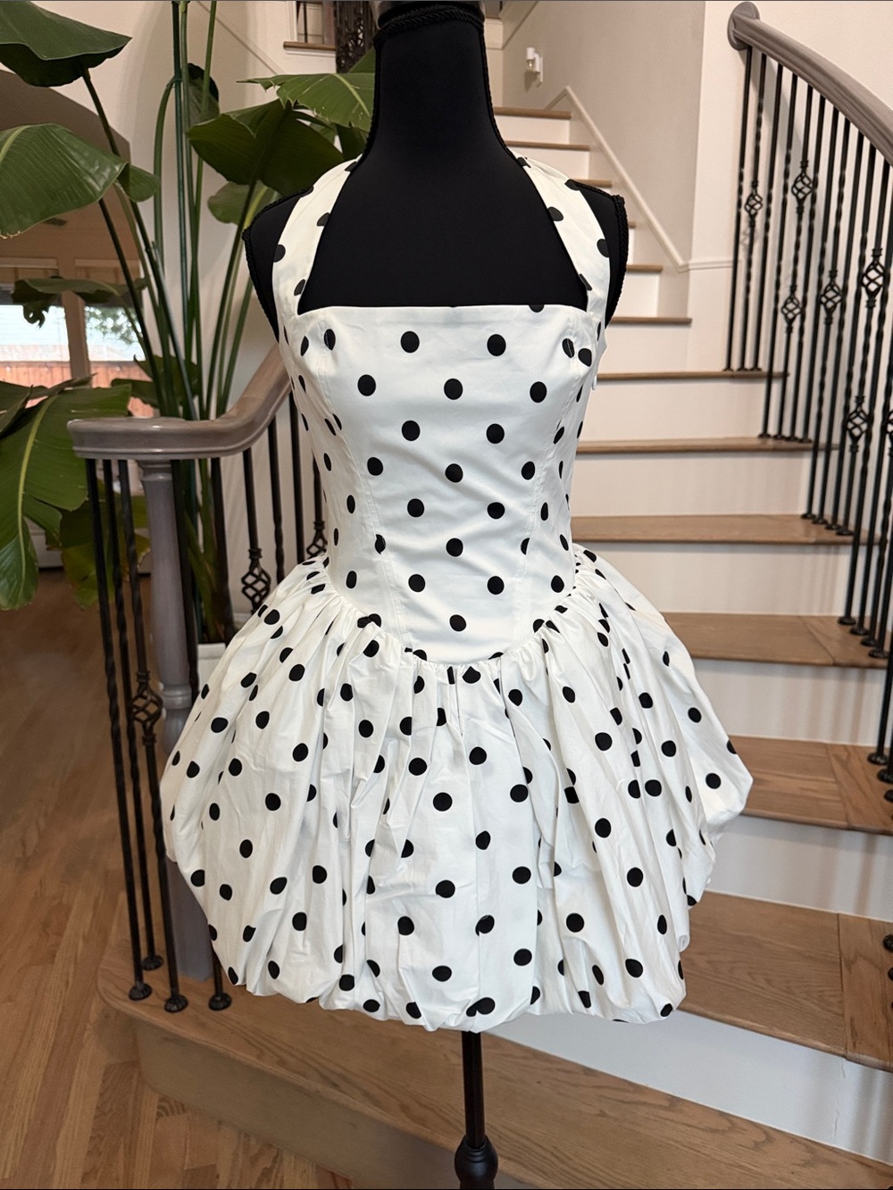 NWT BabyBoo Fashion Polka Dot Halter Mini Dress in White and Black (medium)